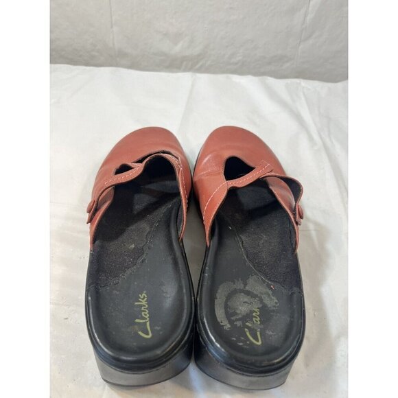 Clarks Womens  mauve Leather Heel Clogs Mule Shoes  size 11 - Picture 10 of 12